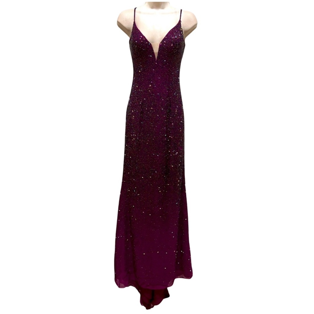 Sherri Hill plum beaded gown size 00.